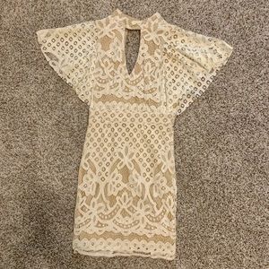 CRYSTAL DOLL White Lace Overlay Dress